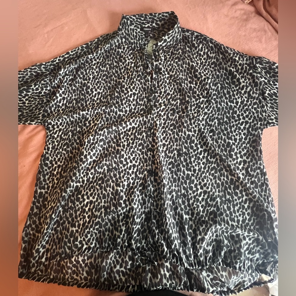TORRID Sz1 (14/16)- Black Cheetah Sheer Blouse